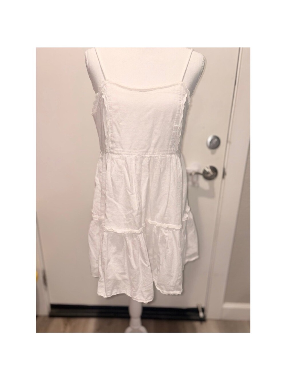 Urban Outfitters White Tiered Midi Dress all cotton flowy double layer